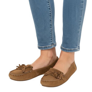 Minnetonka Suede Moccasin Flats Brown Fringe Leather Women’s Size 11